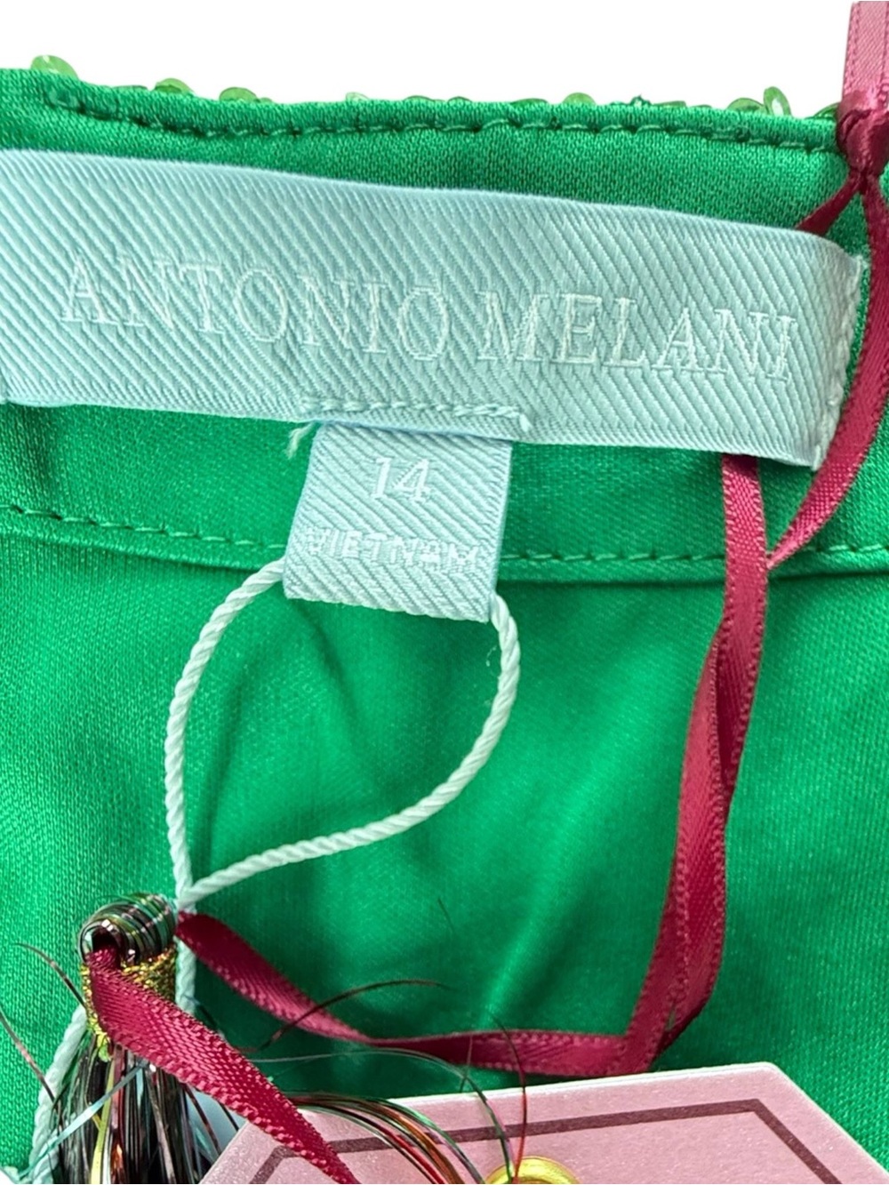 Antonio Melani Womens Naomi Sequin Skirt Green Beaded Cocktail Size 14 NWT - Picture 15 of 16